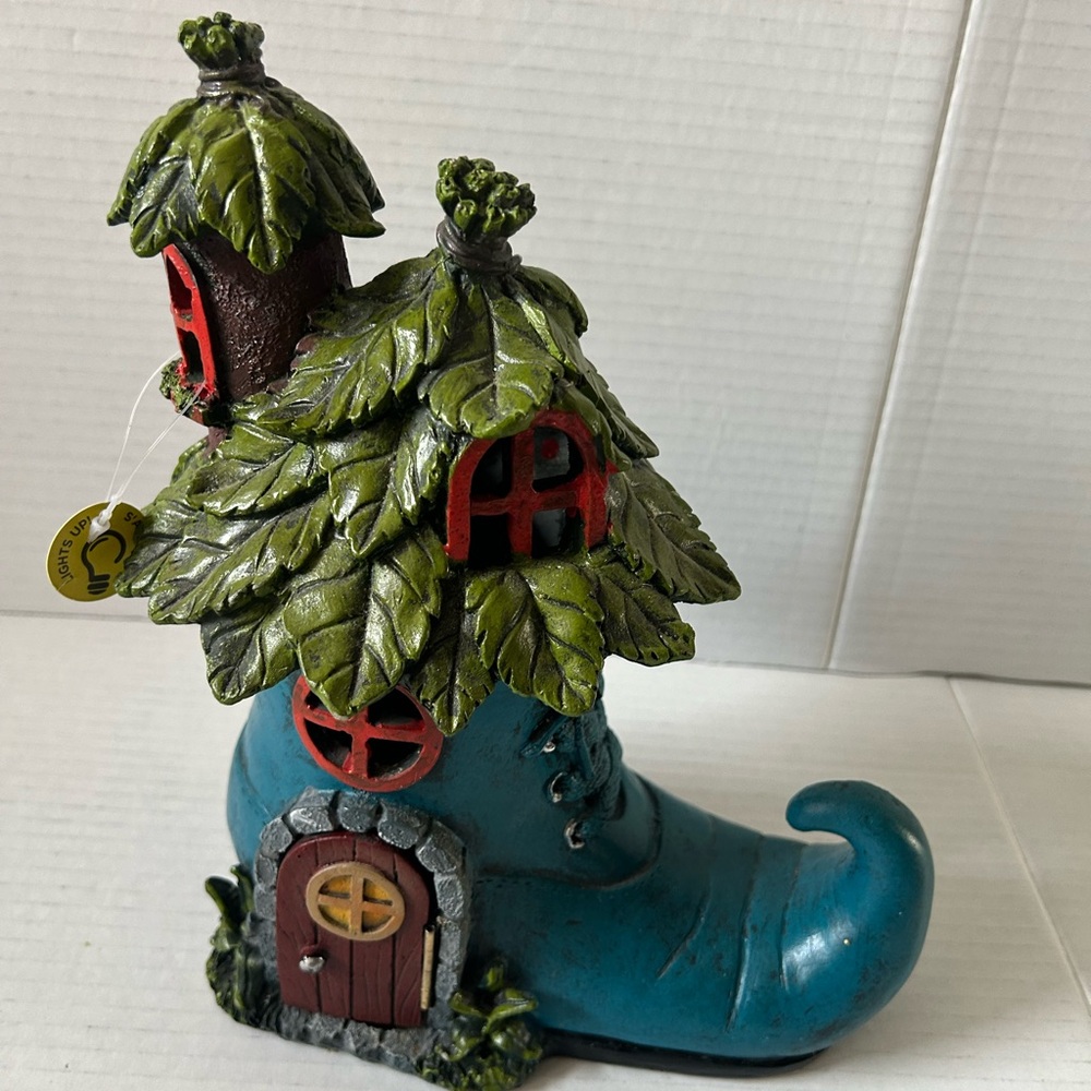 Ashland Cottagecore Fairy Garden Boot Fairy Garden 6" LED Treehouse Night Light